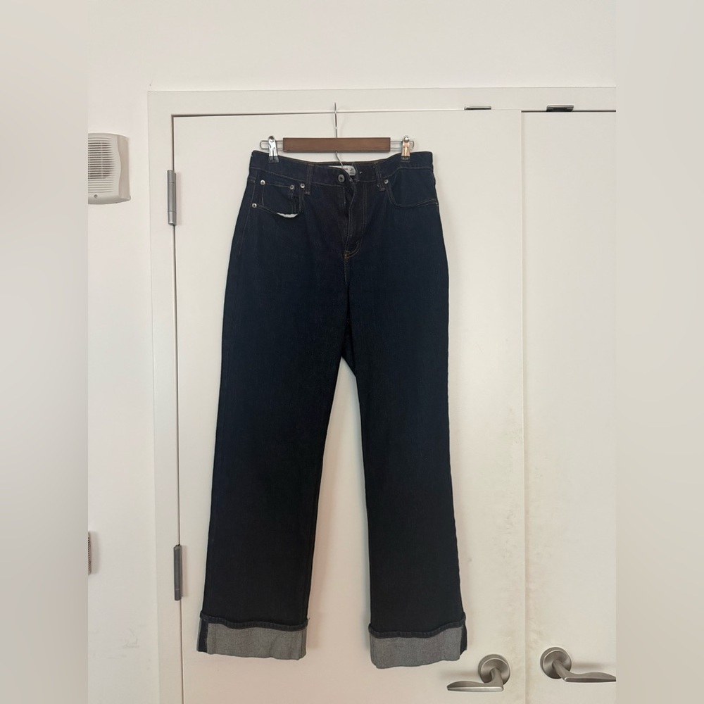 Abercrombie & Fitch Curve Love Women's Dark Indigo 90’s Cuffed Jeans